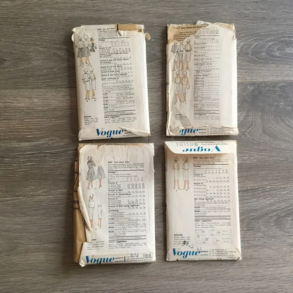 Vintage Vogue Sewing Patterns Set of 4 SIZE 12 Bust 32 1960s Mod MCM Dress Suit